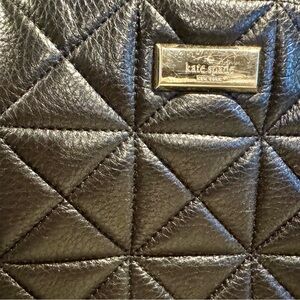 Kate Spade Black Quilted Clutch with Gold Accent